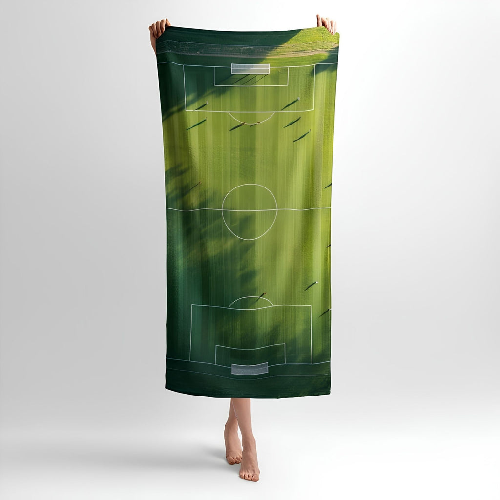 A Large Football Field 3D Print - Soft Cotton Terry Bath & Beach Towel
