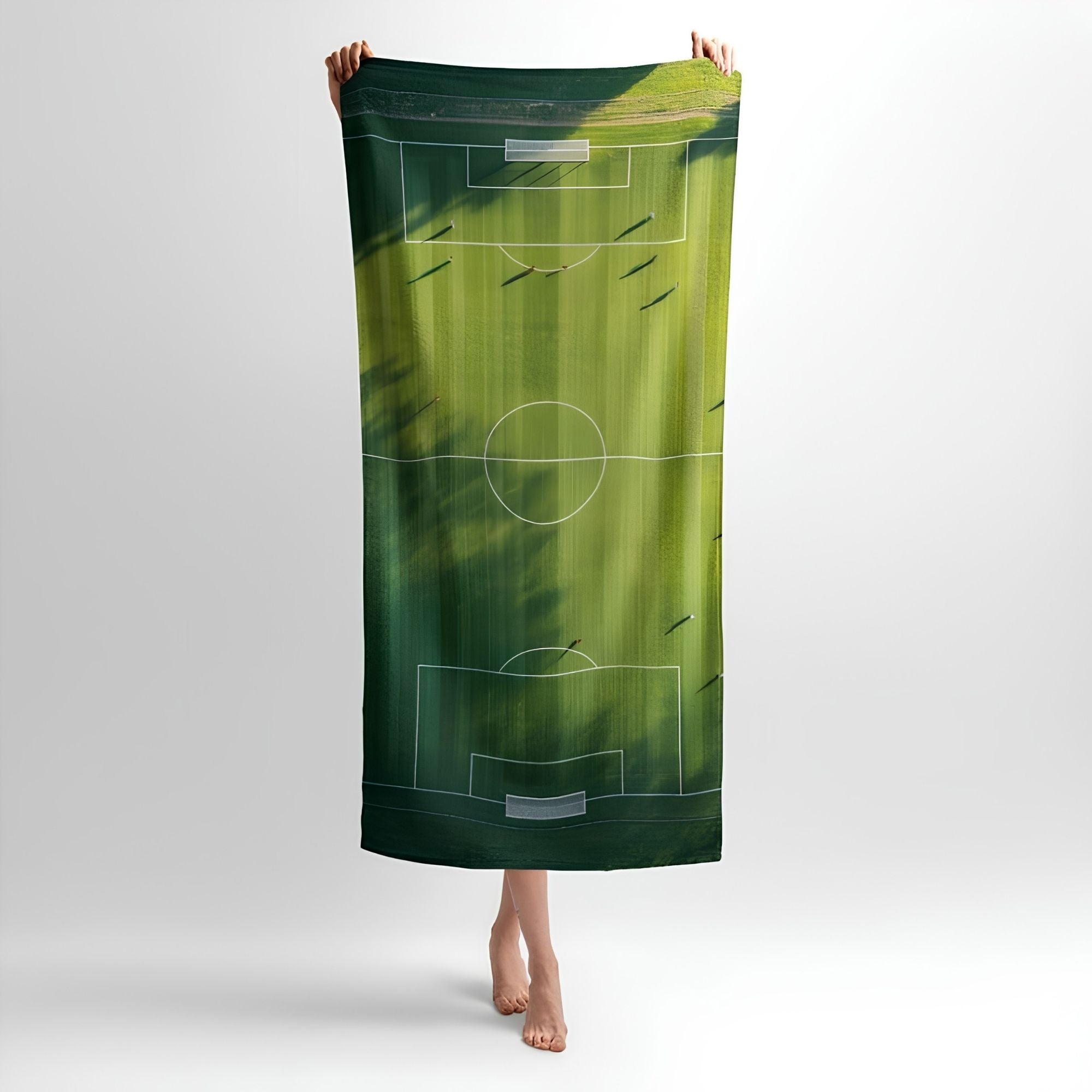 A Large Football Field 3D Print - Soft Cotton Terry Bath & Beach Towel