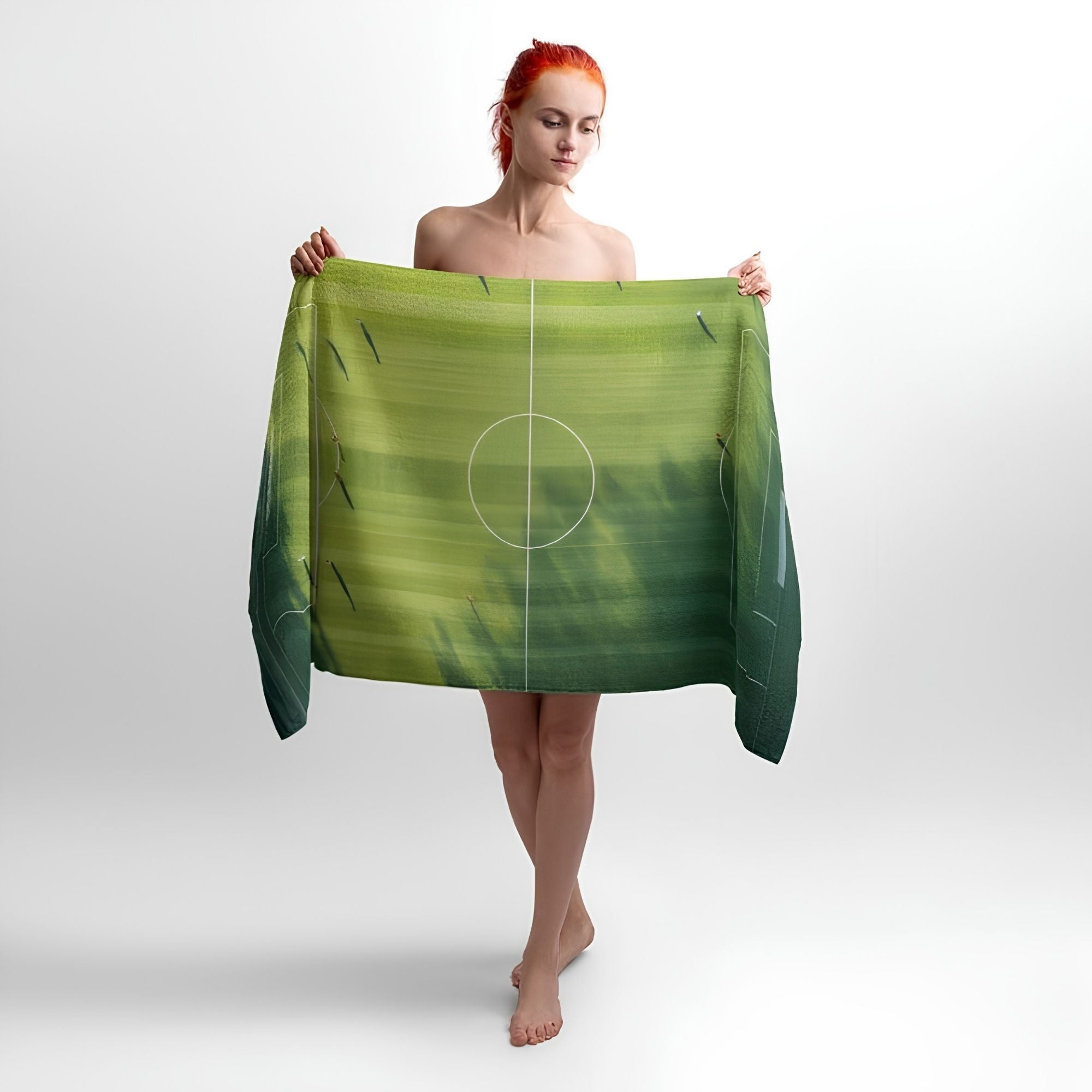 A Large Football Field 3D Print - Soft Cotton Terry Bath & Beach Towel