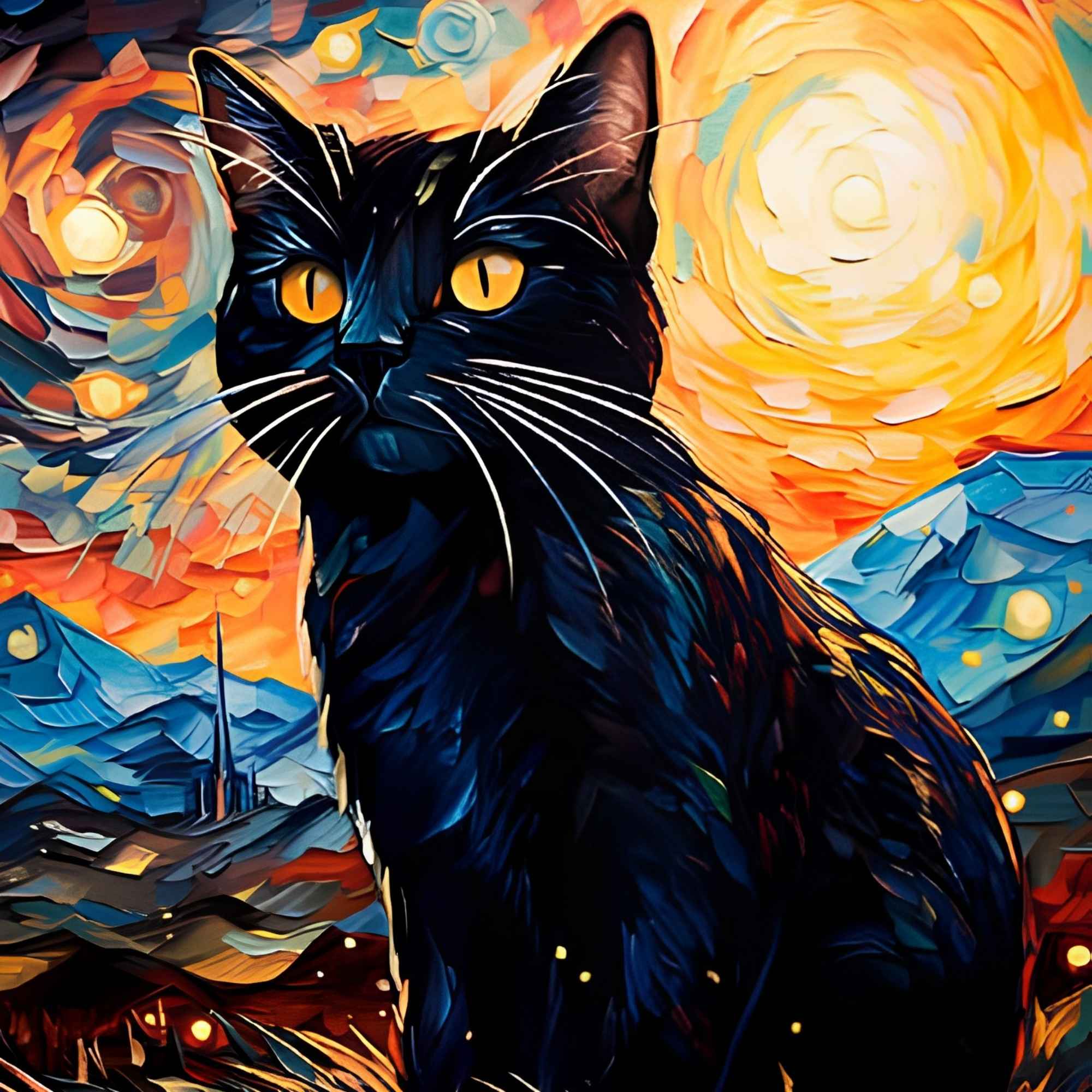 Abstract Black Cat Print Plush Fleece Throw Blanket