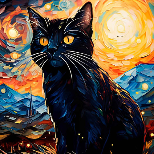 Abstract Black Cat Print Plush Fleece Throw Blanket