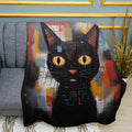 Abstract Cat Print Plush Fleece Throw Blanket