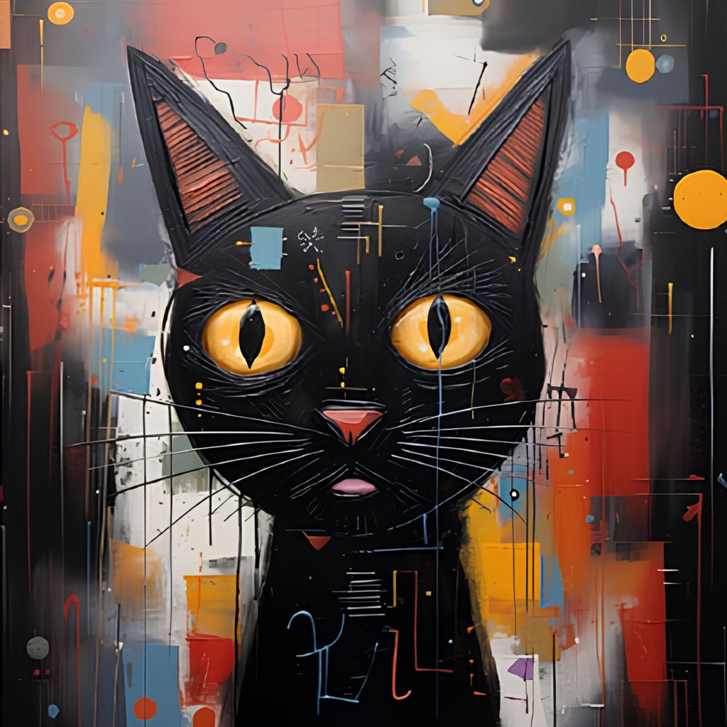 Abstract Cat Print Plush Fleece Throw Blanket