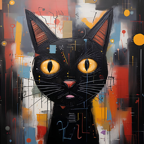 Abstract Cat Print Plush Fleece Throw Blanket
