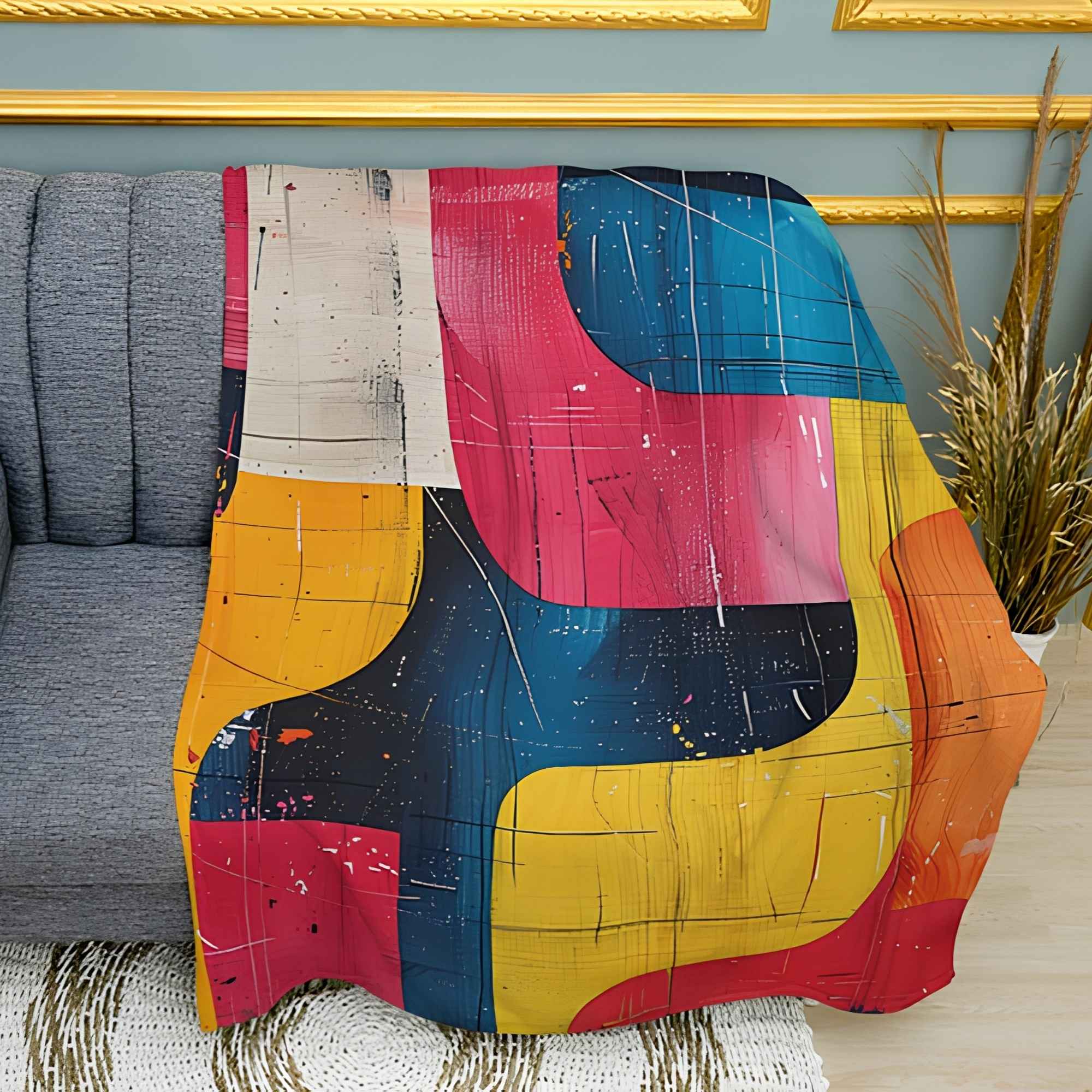 Abstract Colorful Patterns Print Plush Fleece Throw Blanket