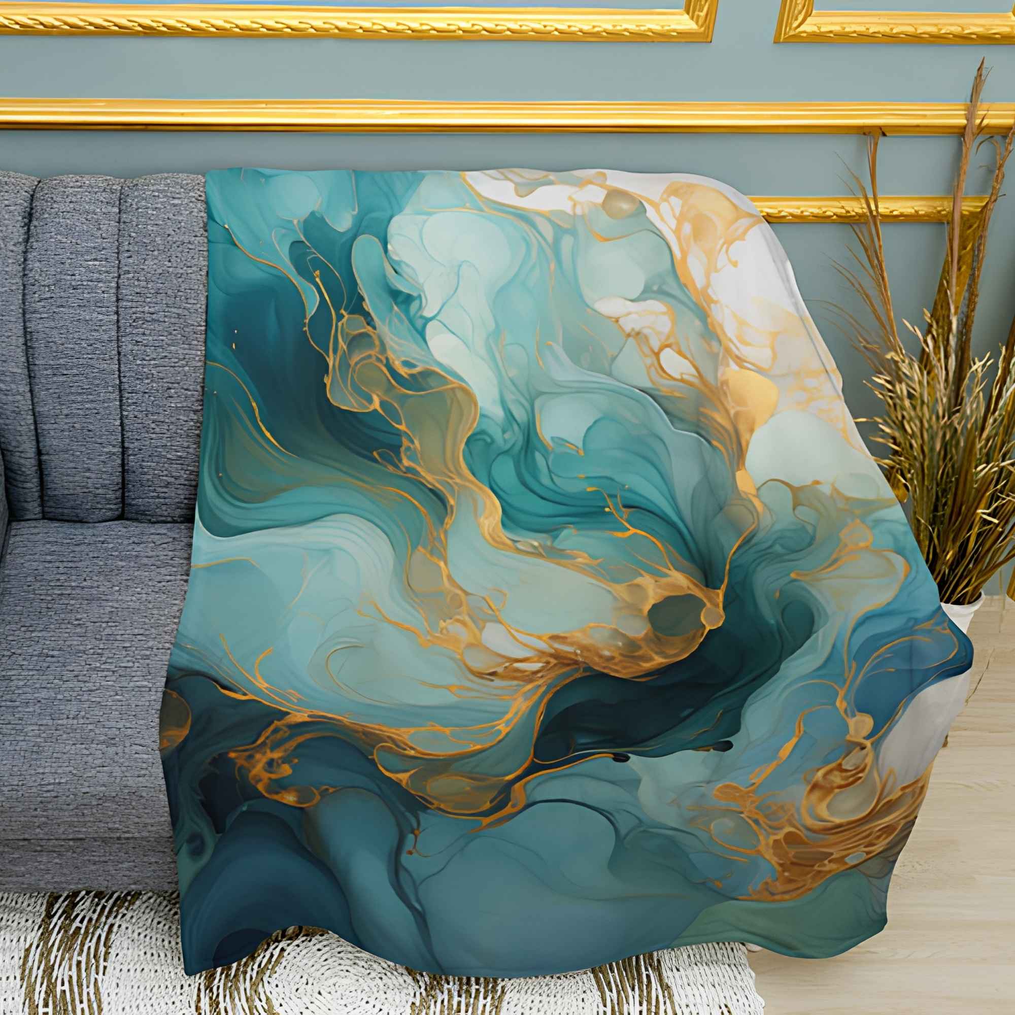 Abstract Emerald Art Print Plush Fleece Throw Blanket