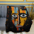 Abstract Faces Print Plush Fleece Throw Blanket
