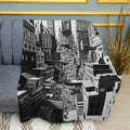 Abstract Gray City Skyline Print Plush Fleece Throw Blanket