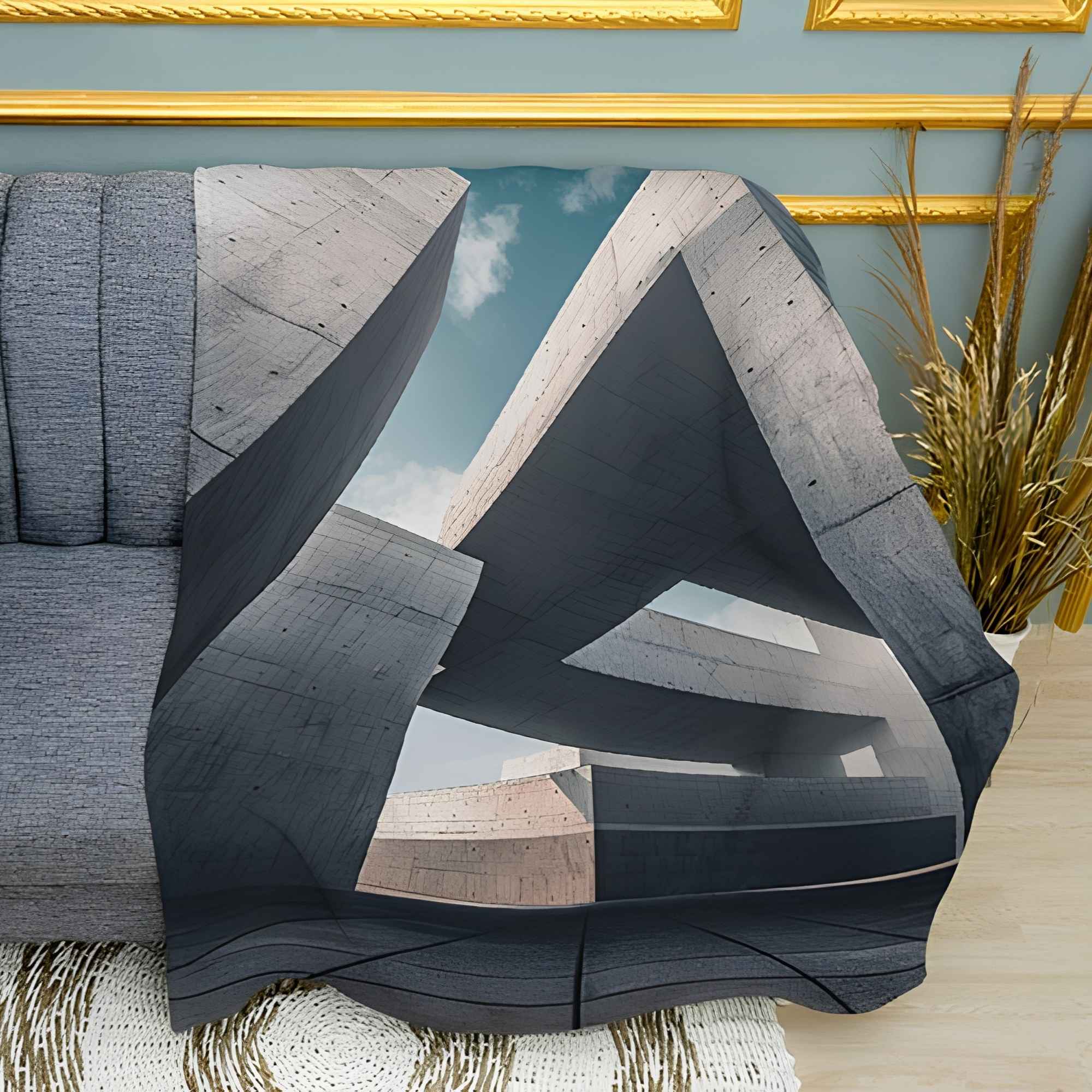Abstract Industrial Texture Print Plush Fleece Throw Blanket