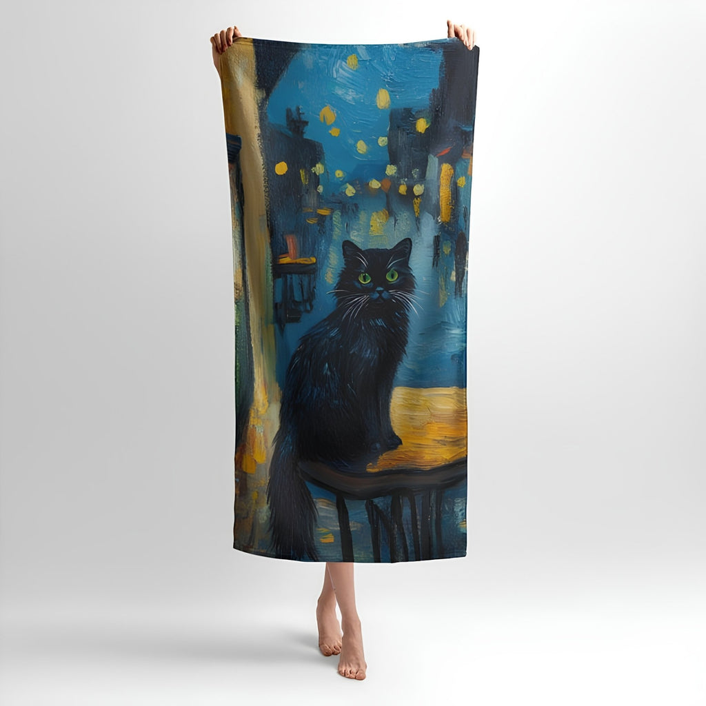 Abstract Kitten 3D Print - Soft Cotton Terry Bath & Beach Towel