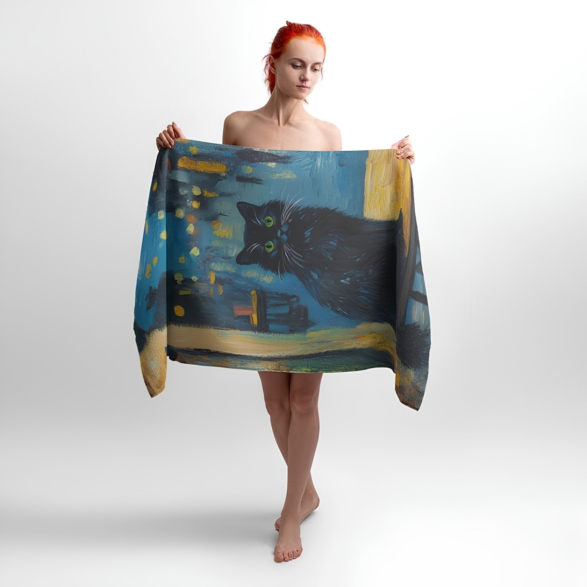 Abstract Kitten 3D Print - Soft Cotton Terry Bath & Beach Towel