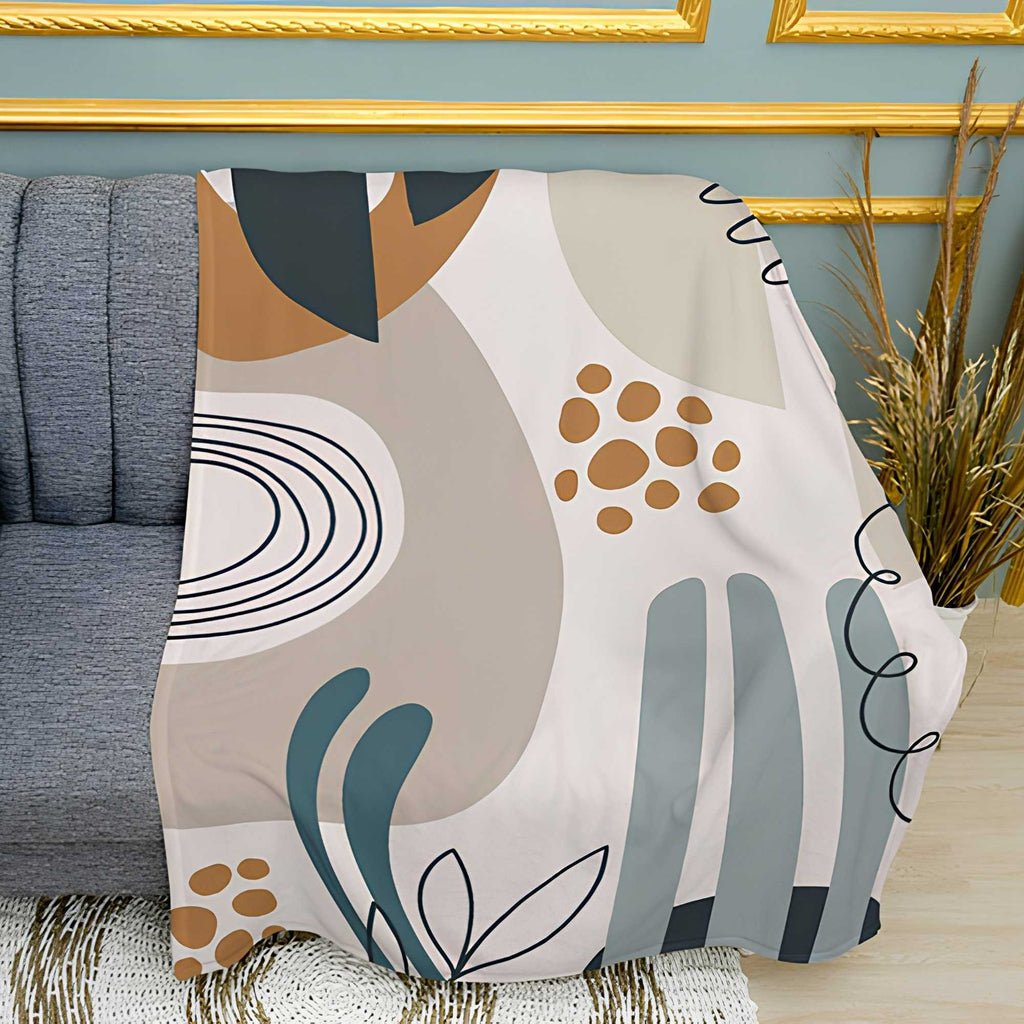 Abstract Shapes Print Plush Fleece Throw Blanket