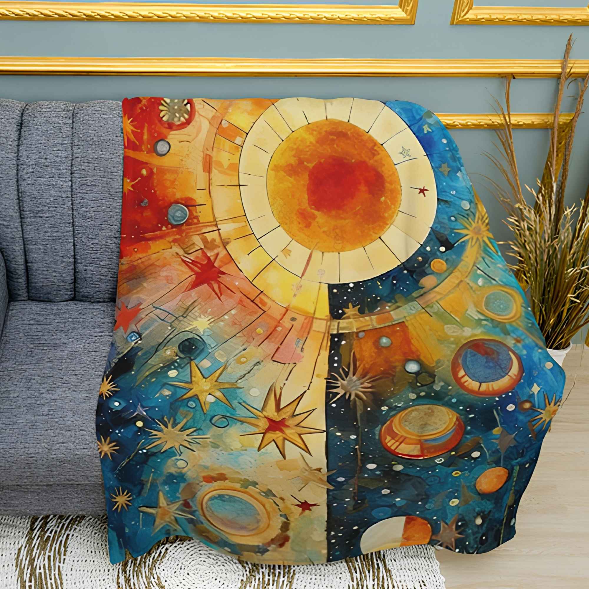 Abstract Stars Print Plush Fleece Throw Blanket