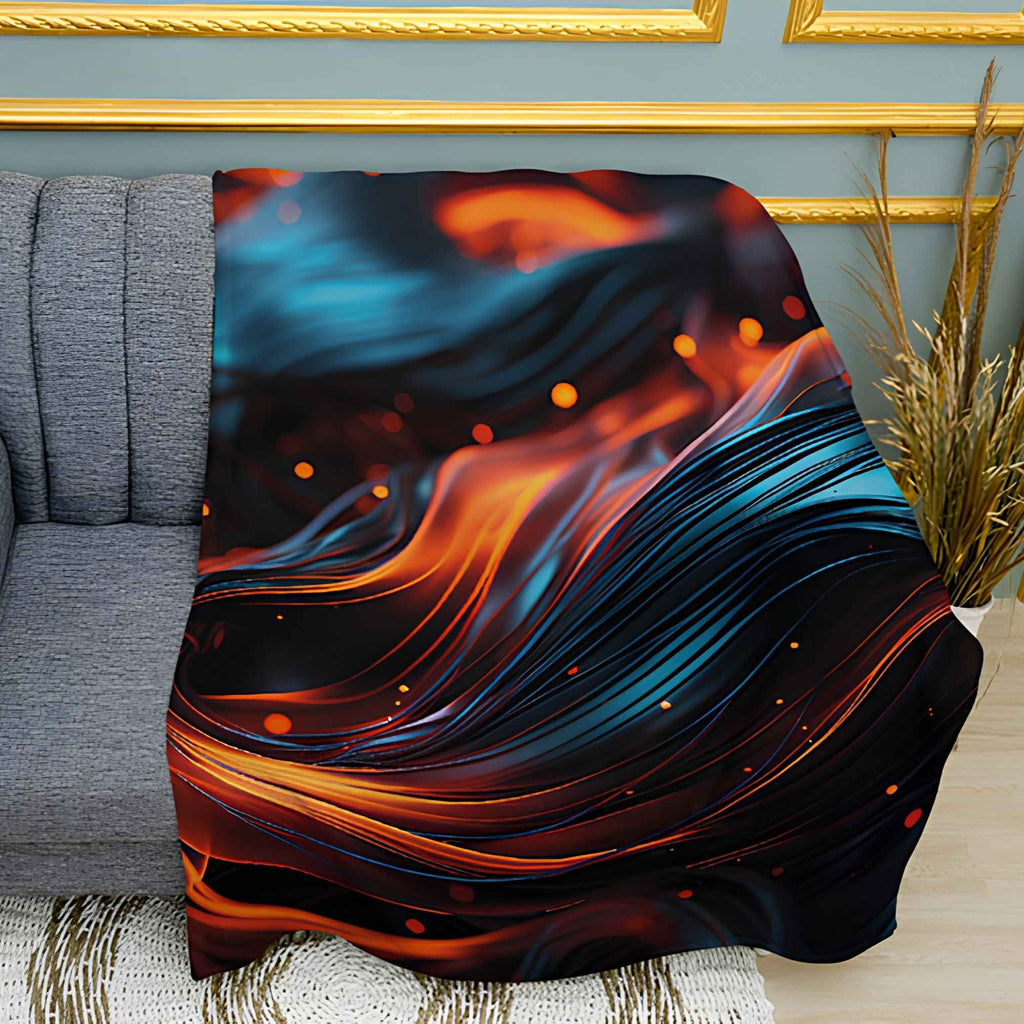 Abstract Waves Print Plush Fleece Throw Blanket