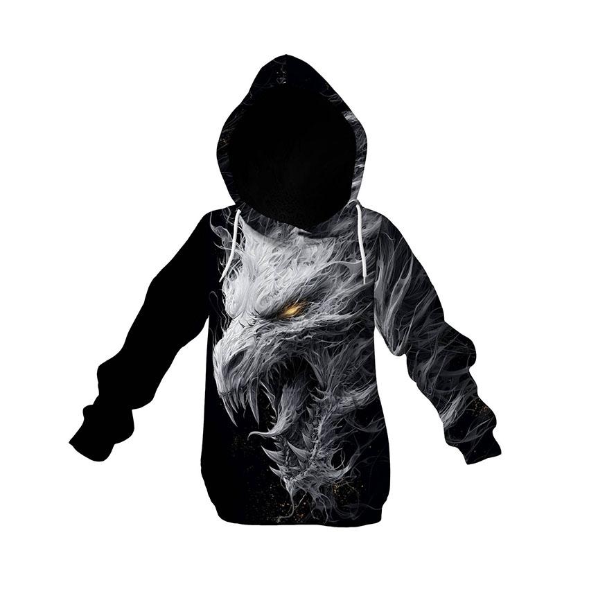 Ancient White Dragon Kids Graphic Pullover Hoodie
