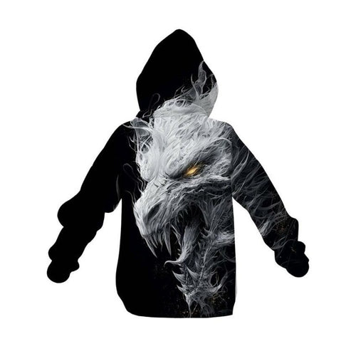 Ancient White Dragon Kids Graphic Pullover Hoodie