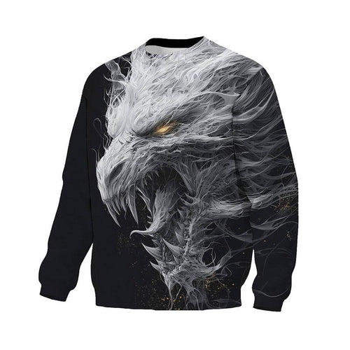 Ancient White Dragon Print Sweatshirt - Unisex Fleece Crewneck