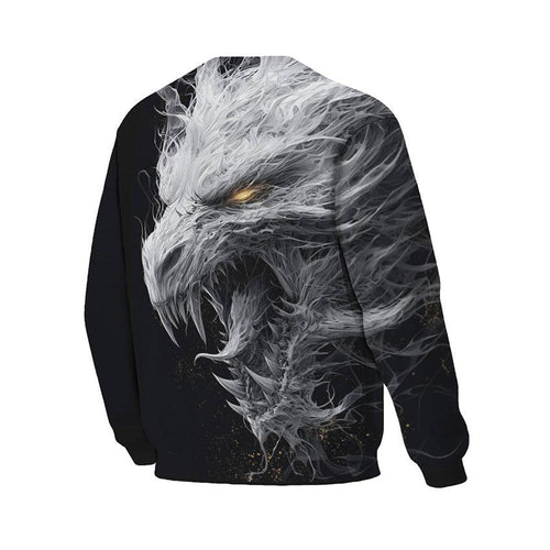 Ancient White Dragon Print Sweatshirt - Unisex Fleece Crewneck