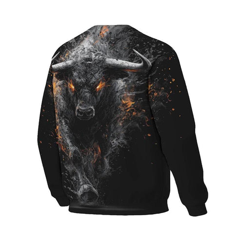 Angry Bull Print Sweatshirt - Unisex Fleece Crewneck