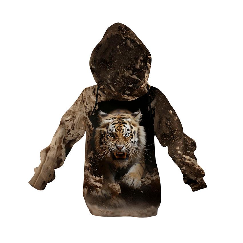 Angry Tiger Kids Graphic Pullover Hoodie