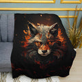 Artistic Fox Portrait Print Plush Fleece Throw Blanket