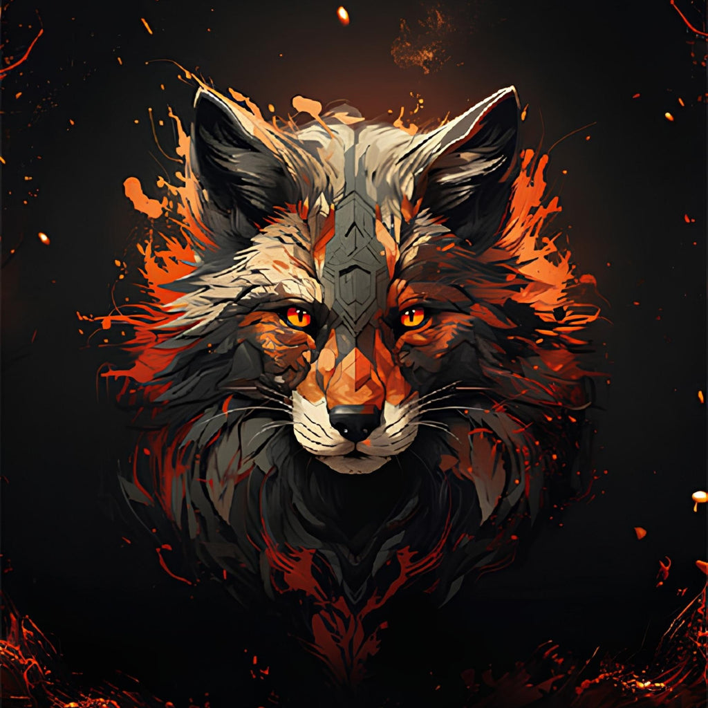 Artistic Fox Portrait Print Plush Fleece Throw Blanket