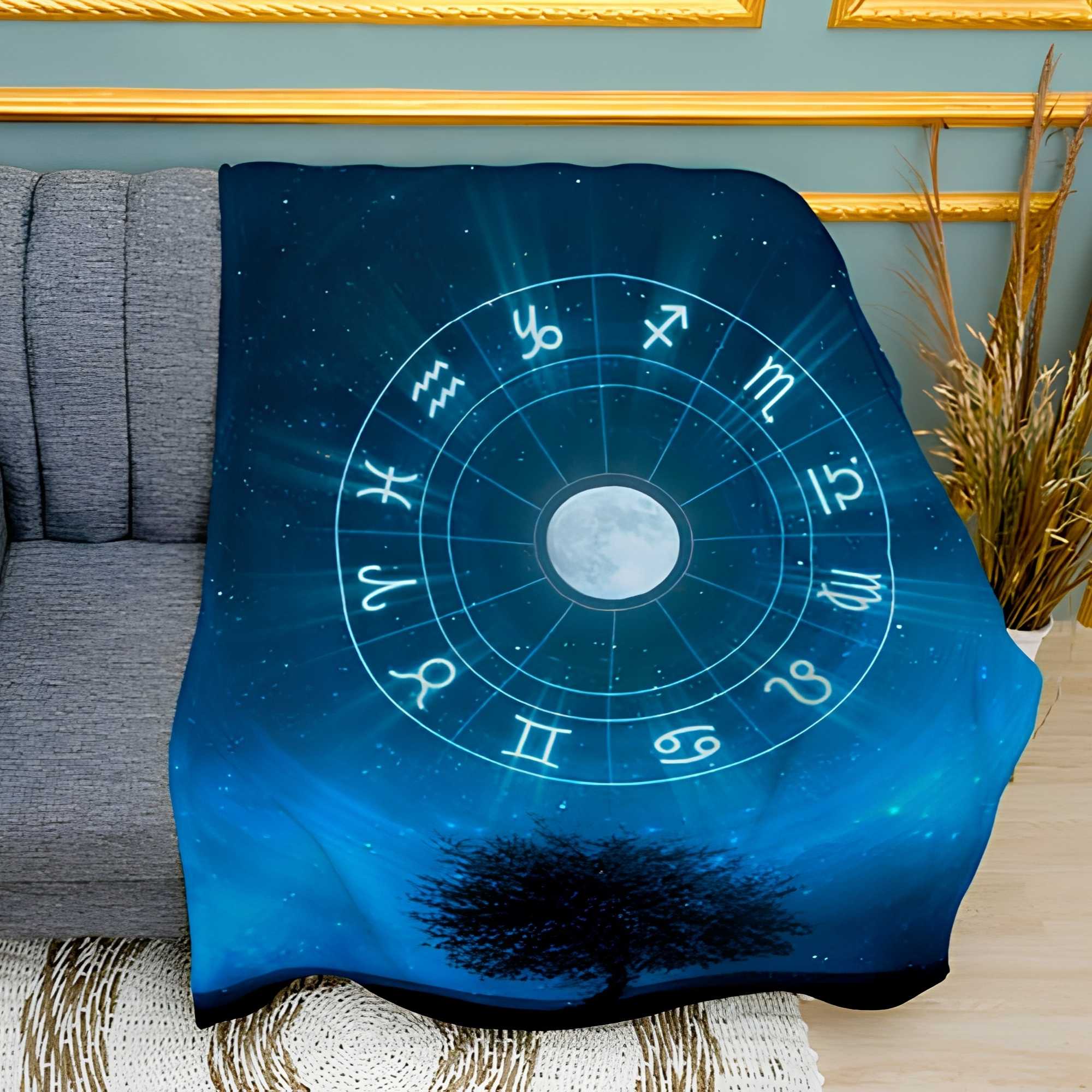 Astrological Harmony Print Plush Fleece Throw Blanket