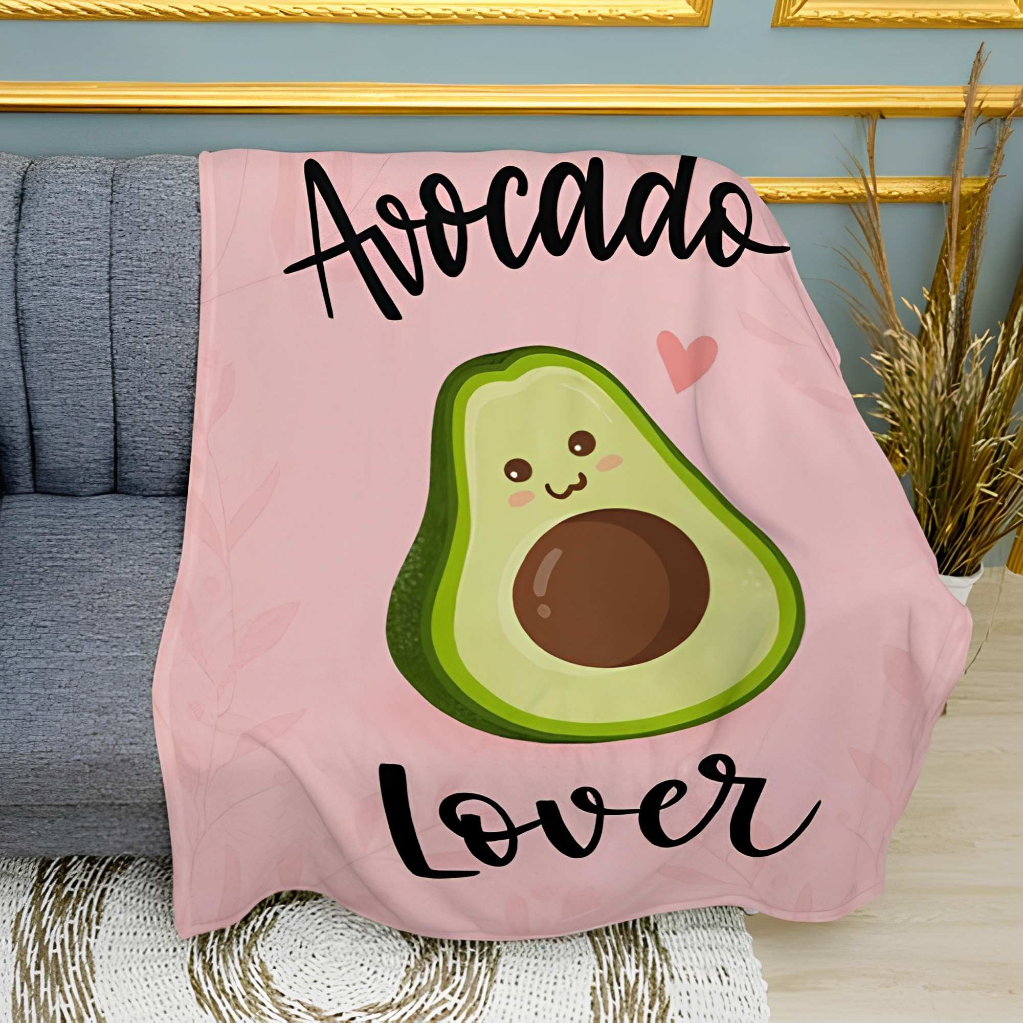 Avocado Love Print Plush Fleece Throw Blanket