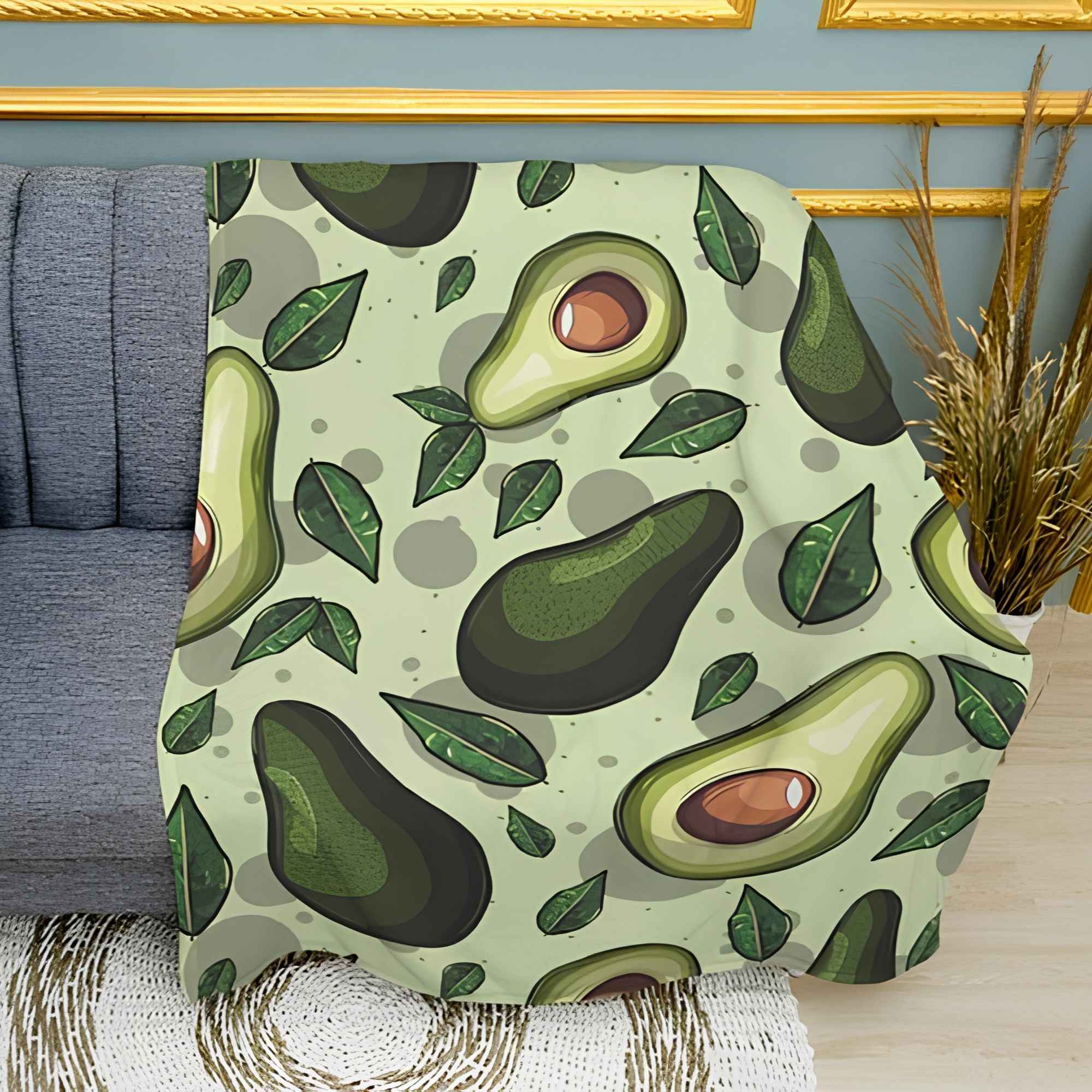 Avocado Paradise Print Plush Fleece Throw Blanket
