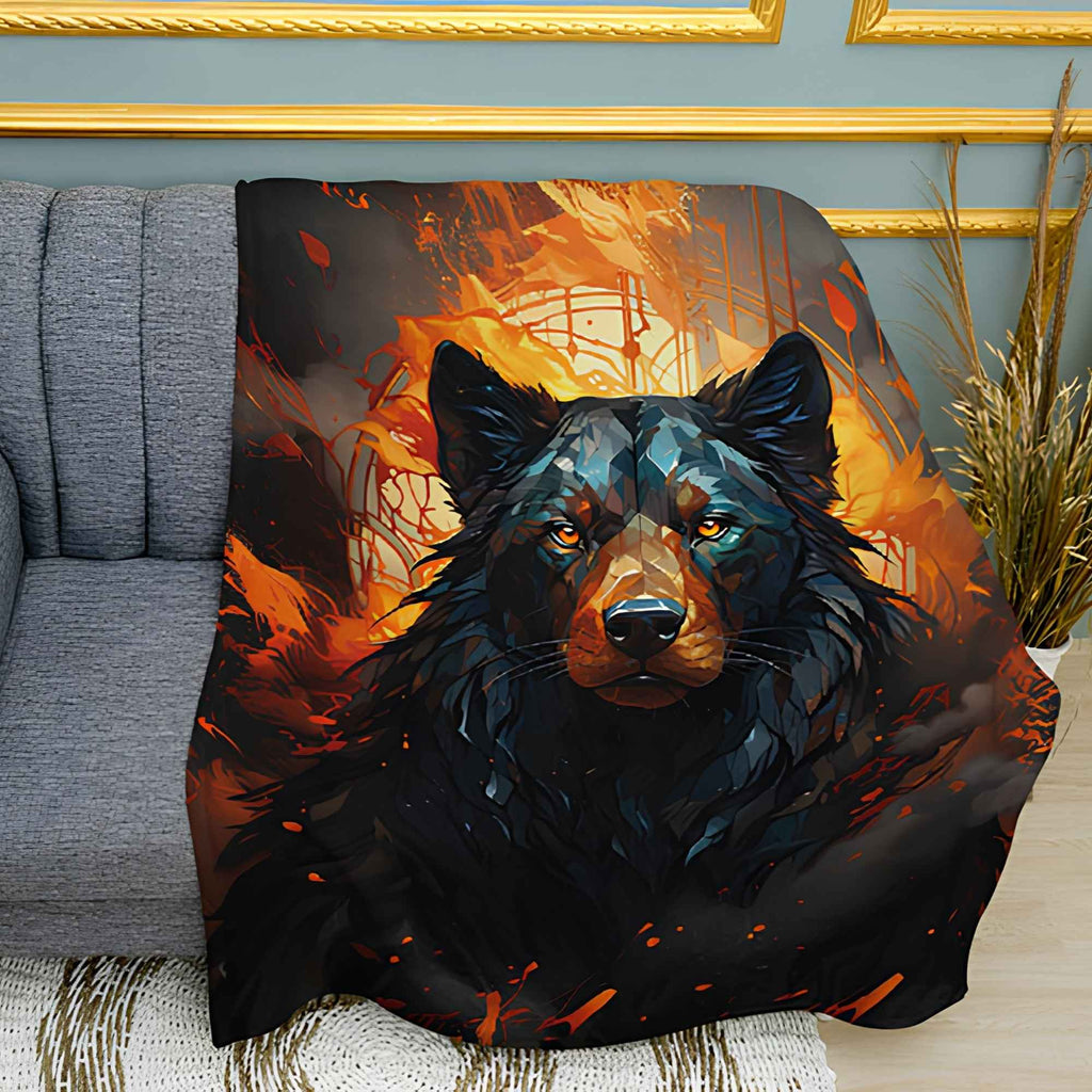 Bear Art Print Plush Fleece Throw Blanket
