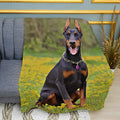 Big Doberman Portrait Print Plush Fleece Throw Blanket