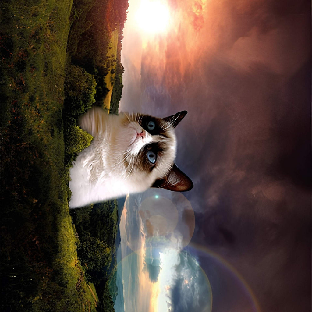 Big Grumpy Cat Meme Print Plush Fleece Throw Blanket