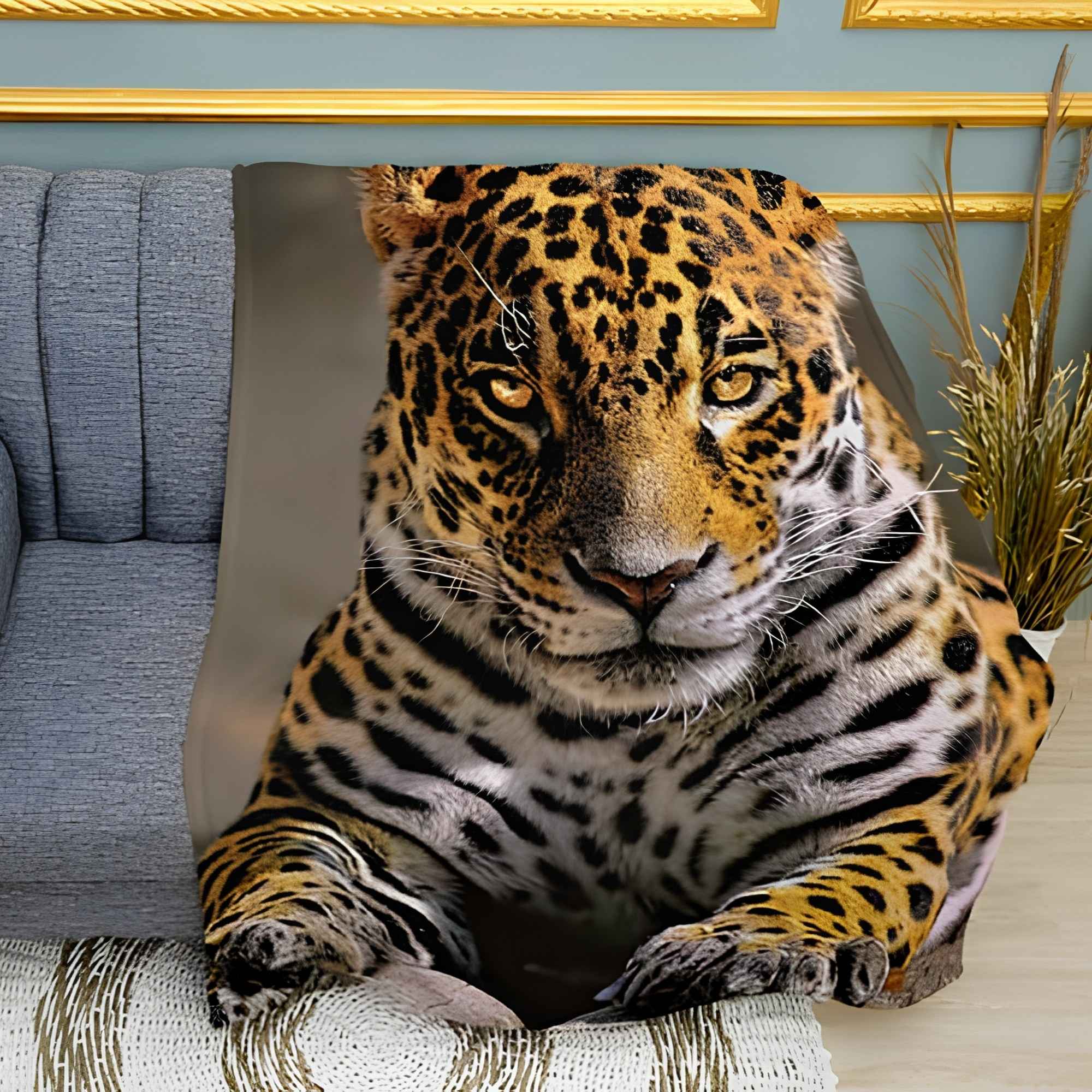 Big Leopard Print Plush Fleece Throw Blanket