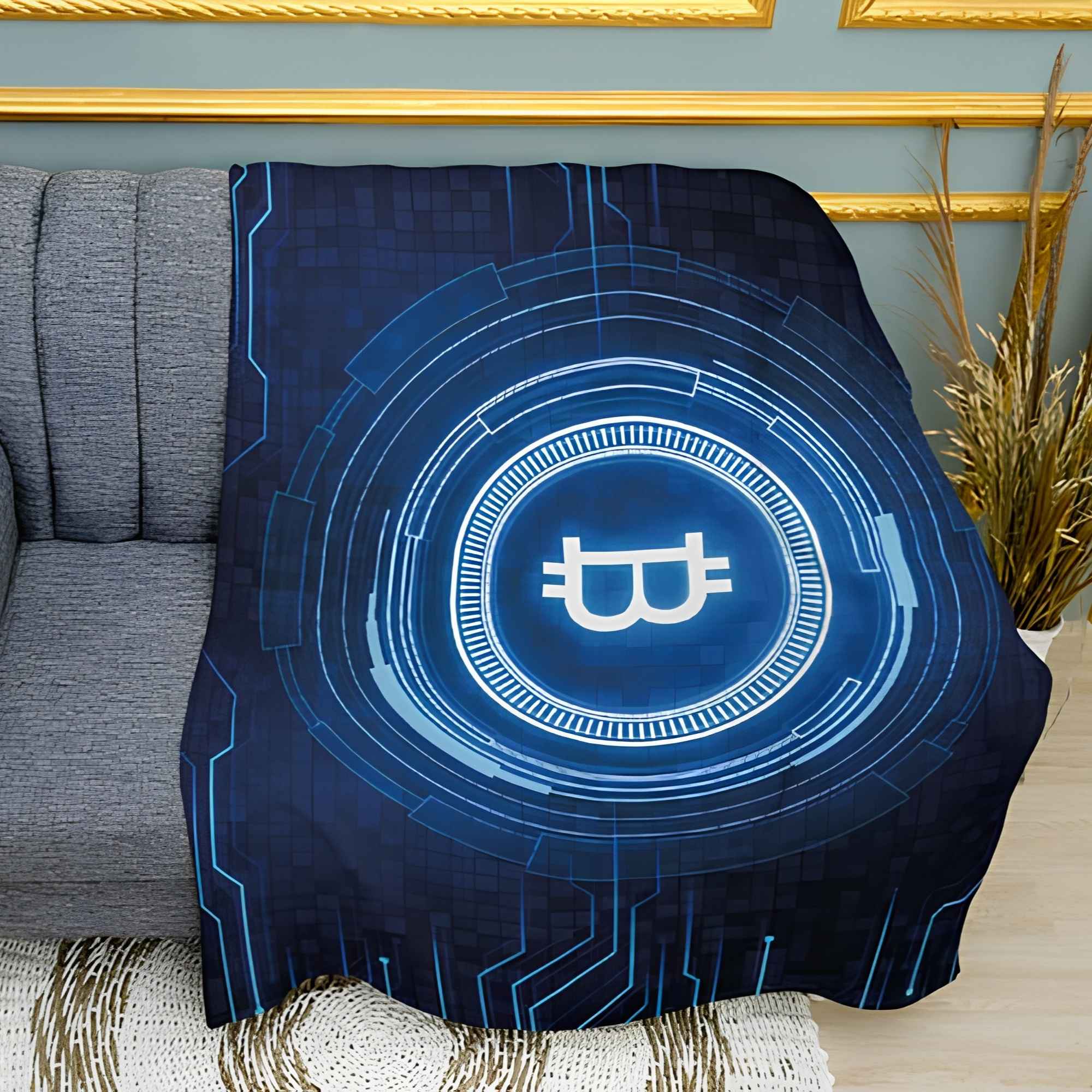 Bitcoin Future Technologies Print Plush Fleece Throw Blanket