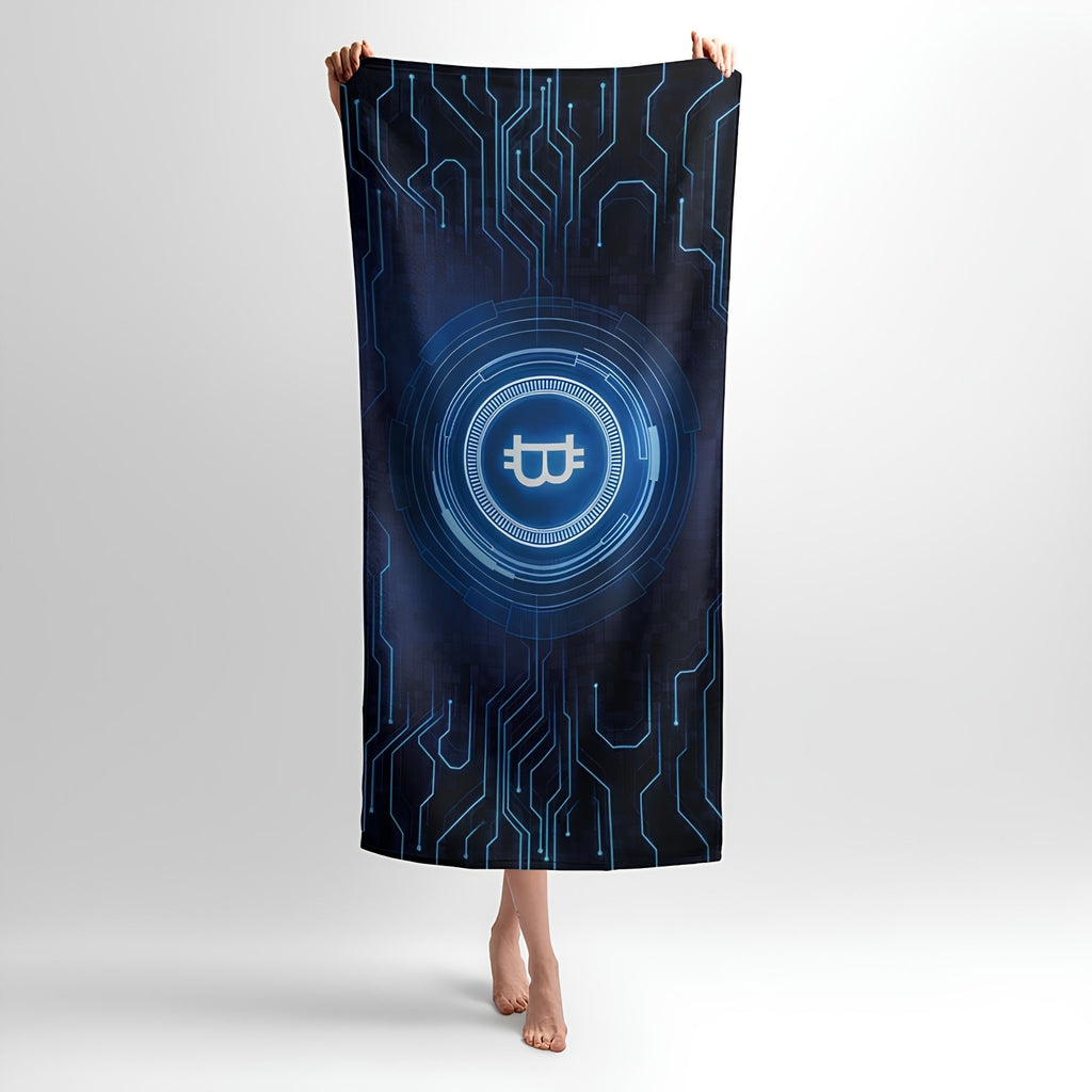 Bitcoin Technologies 3D Print - Soft Cotton Terry Bath & Beach Towel