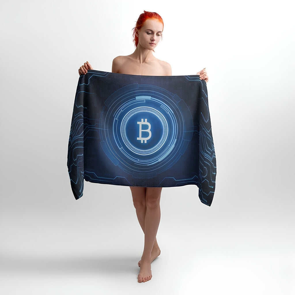 Bitcoin Technologies 3D Print - Soft Cotton Terry Bath & Beach Towel