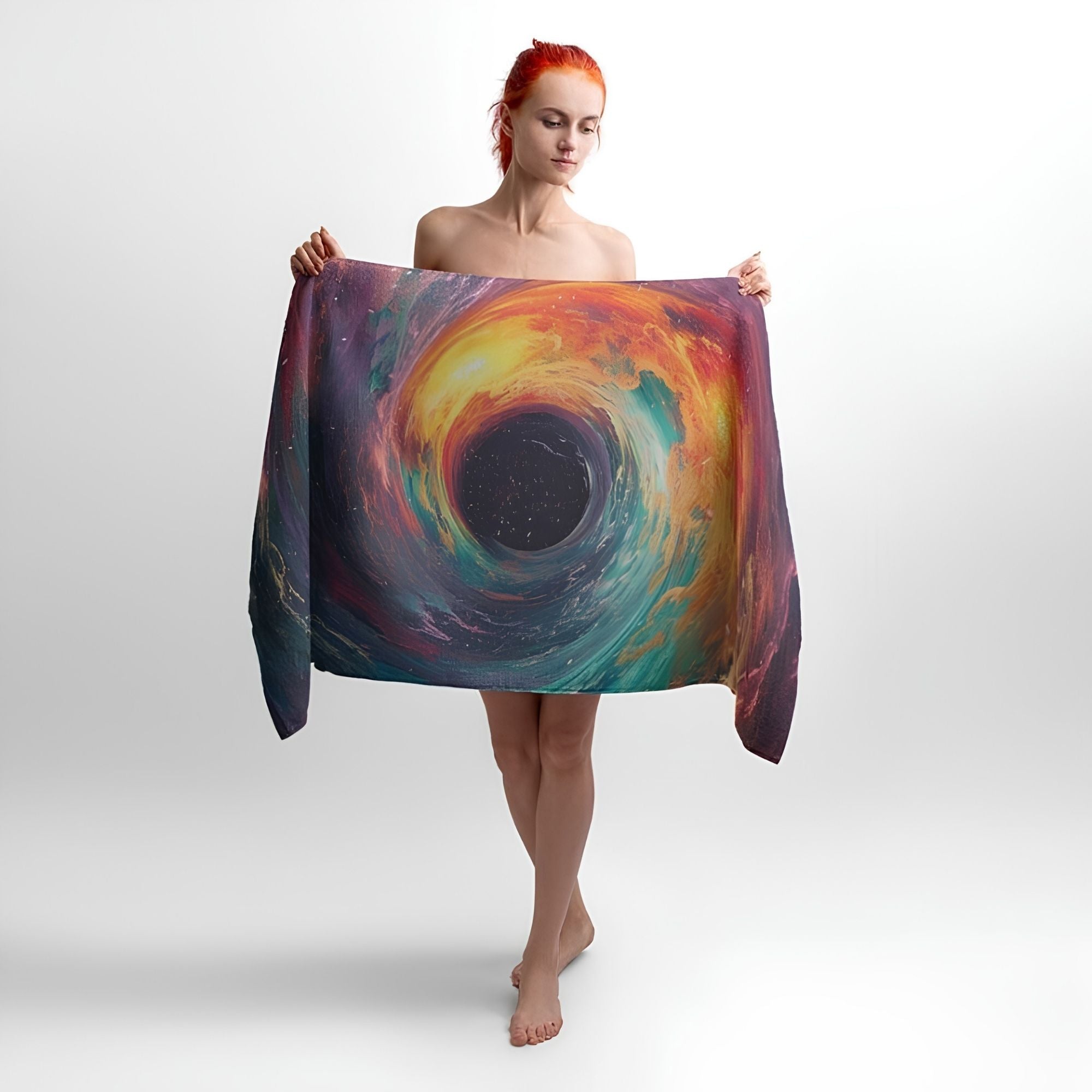 Black Hole Print - Soft Cotton Terry Bath & Beach Towel