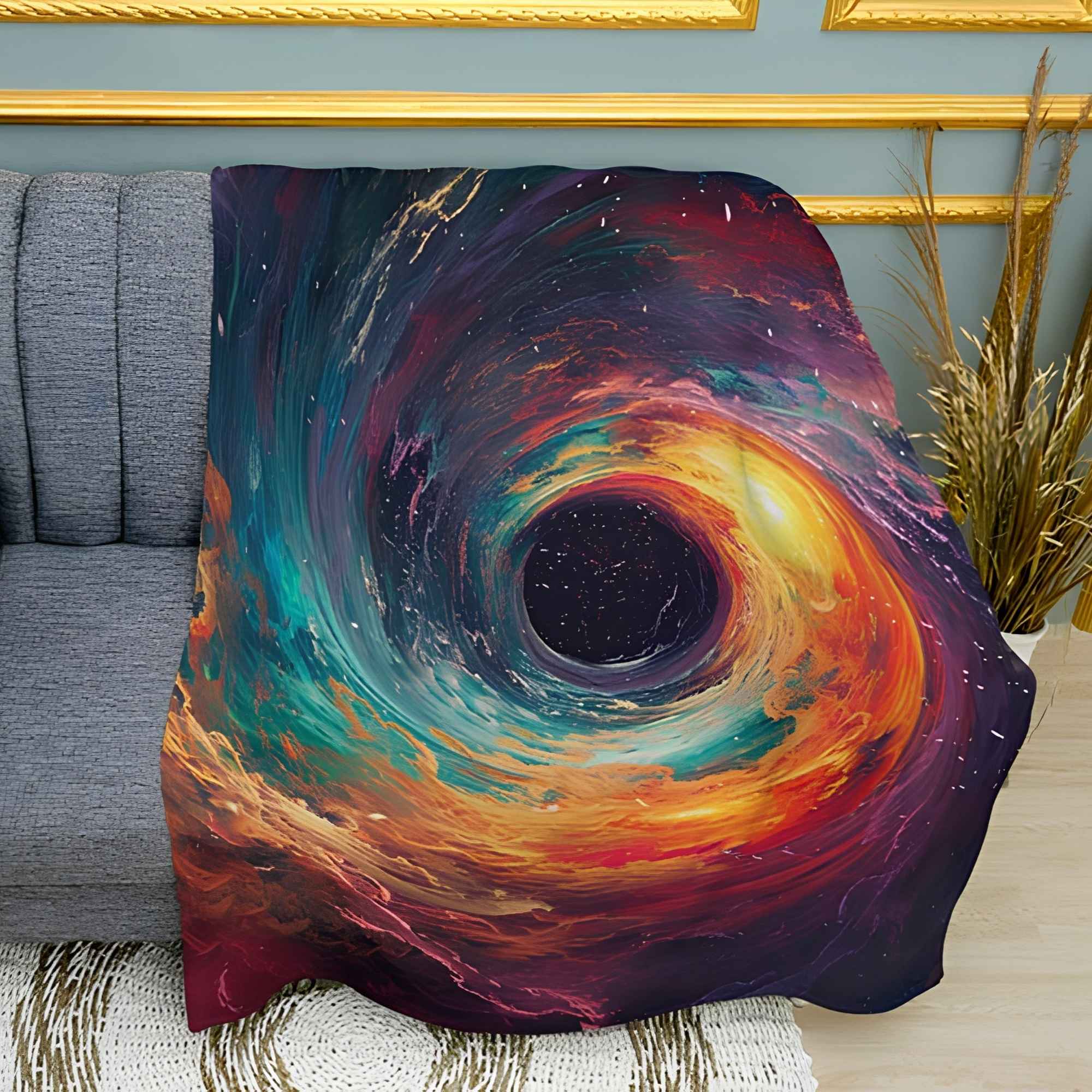 Black Hole in Space Print Plush Fleece Throw Blanket