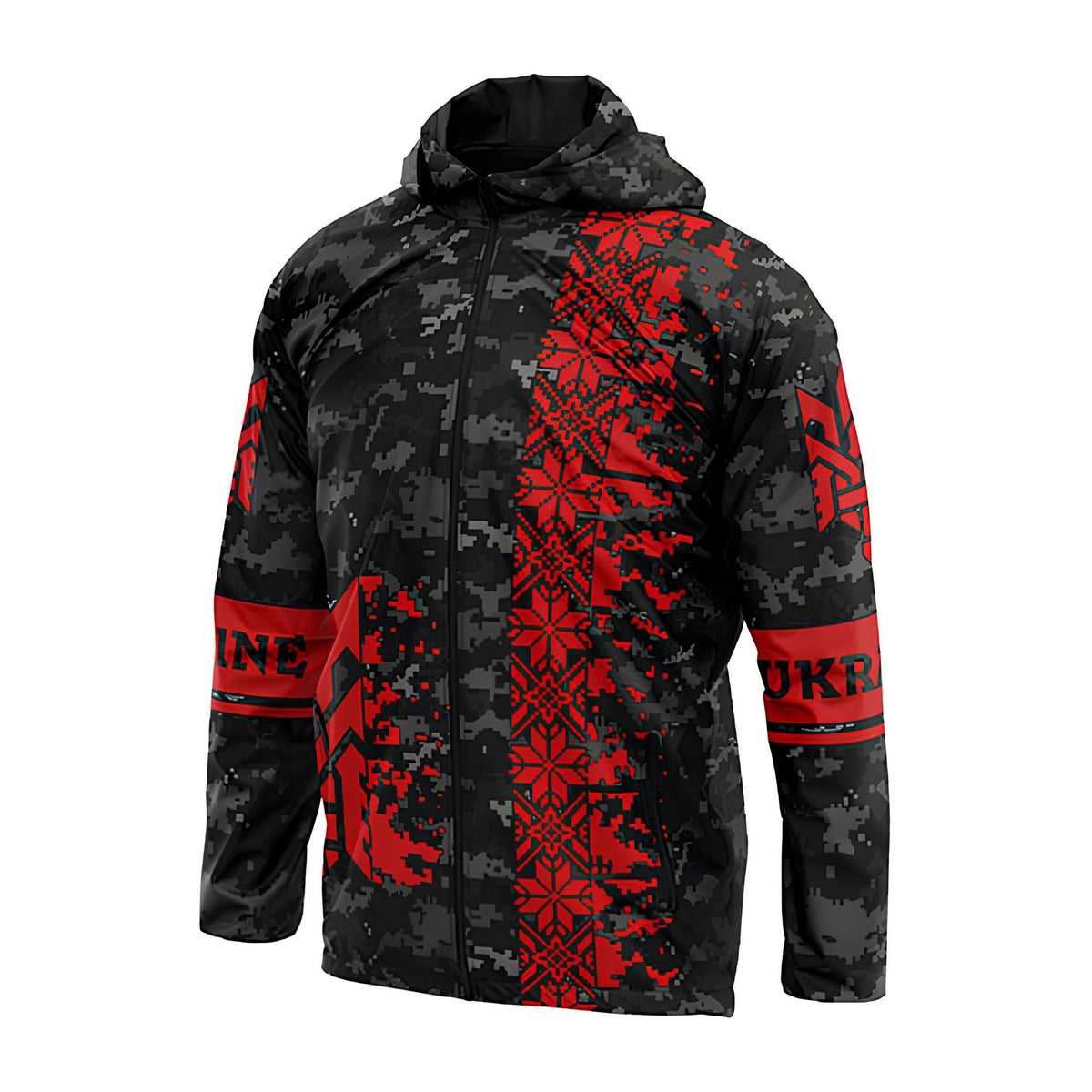 Black & Red Ukraine Classic Unisex Windbreaker Jacket