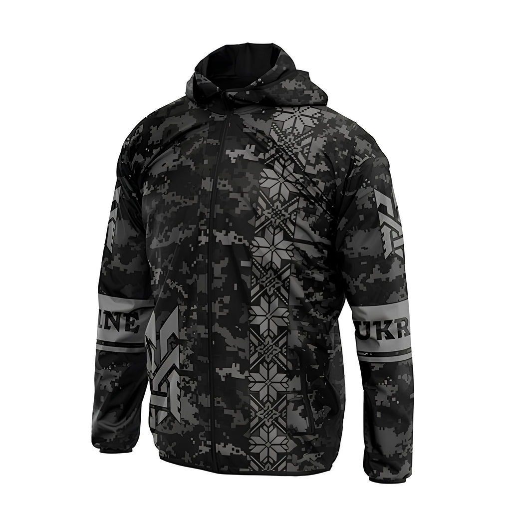 Black Ukraine Unisex Sports Windbreaker Jacket
