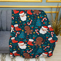 Blue Christmas Pattern Print Plush Fleece Throw Blanket