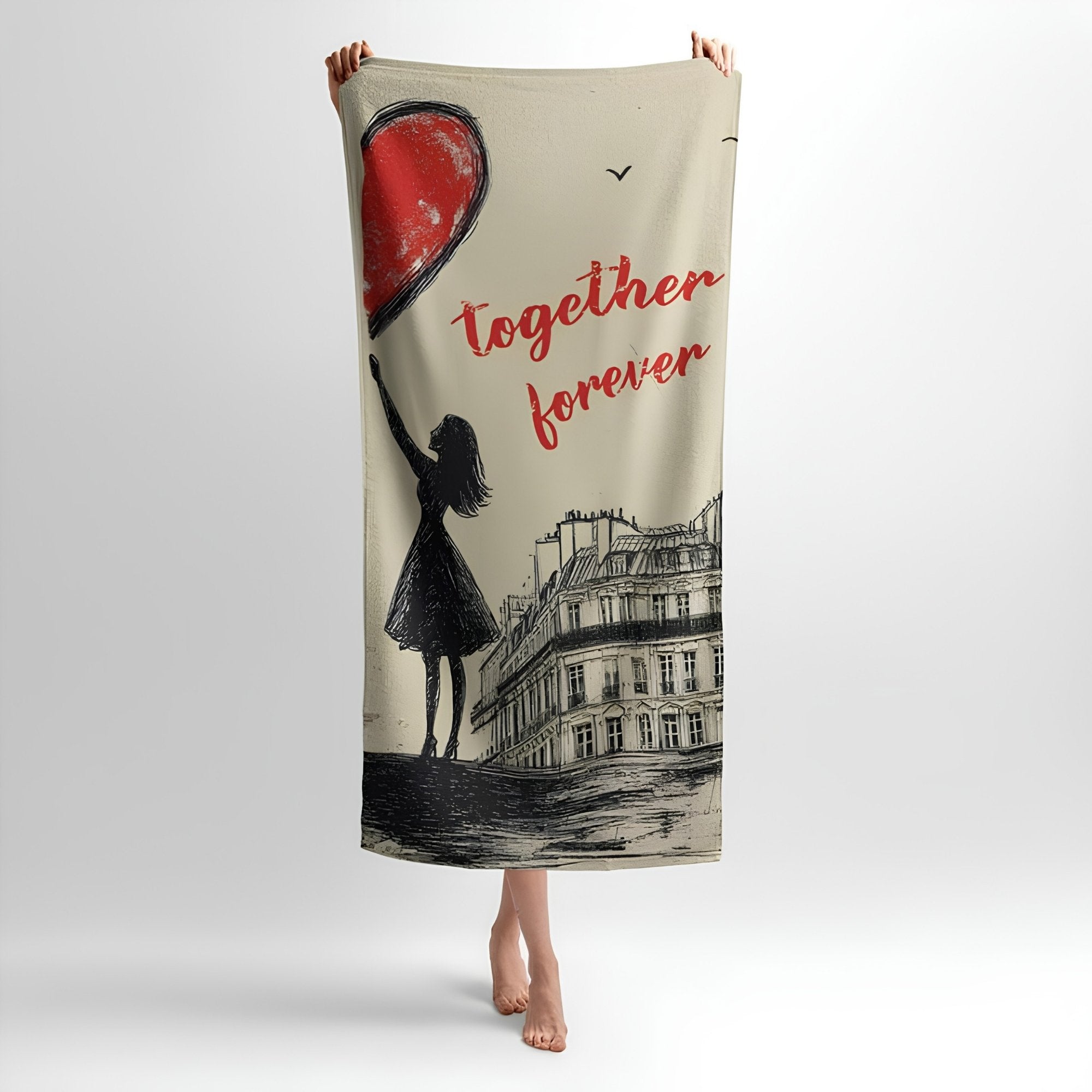 Boy and Girl Love Print - Soft Cotton Terry Bath & Beach Towel