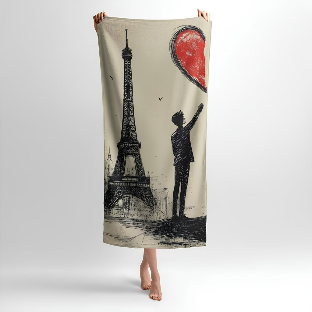 Boy and Girl Love Print - Soft Cotton Terry Bath & Beach Towel