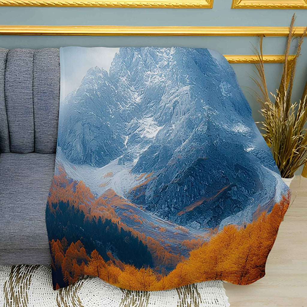 Bright Autumn Mountains Print Plush Fleece Throw Blanket