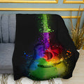 Bright Colorful Electric Guitar Art Plush Fleece Throw Blanket
