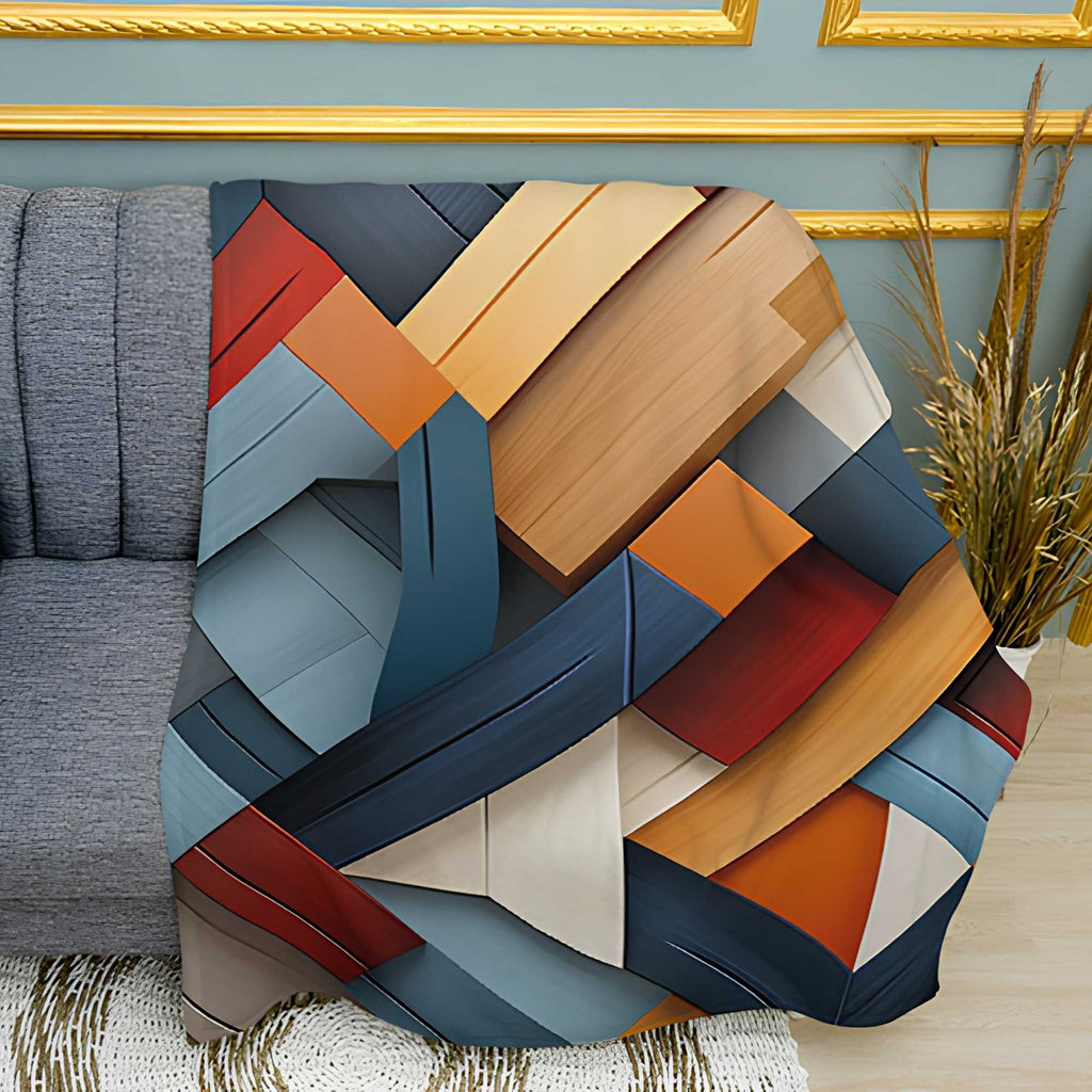 Bright Parquet Pattern Plush Fleece Throw Blanket