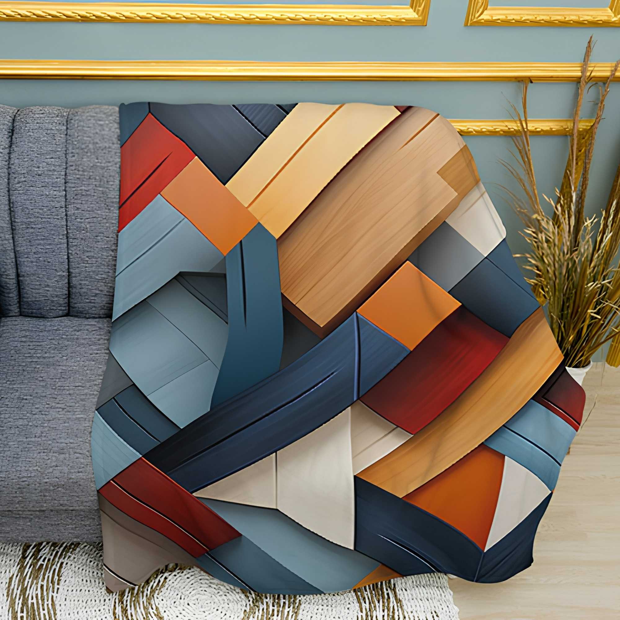Bright Parquet Pattern Plush Fleece Throw Blanket