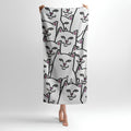 Cat Meme Pattern Print - Soft Cotton Terry Bath & Beach Towel