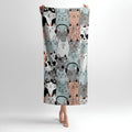 Cats Picture Pattern Print - Soft Cotton Terry Bath & Beach Towel