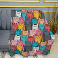 Cats Playful Pattern Print Plush Fleece Throw Blanket